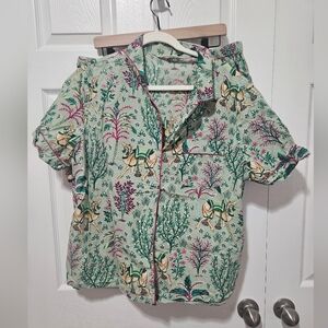 Printfresh Green and Pink Botanical Pajama Set
